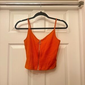 Garage Orange Ribbed Zip-Front Cami